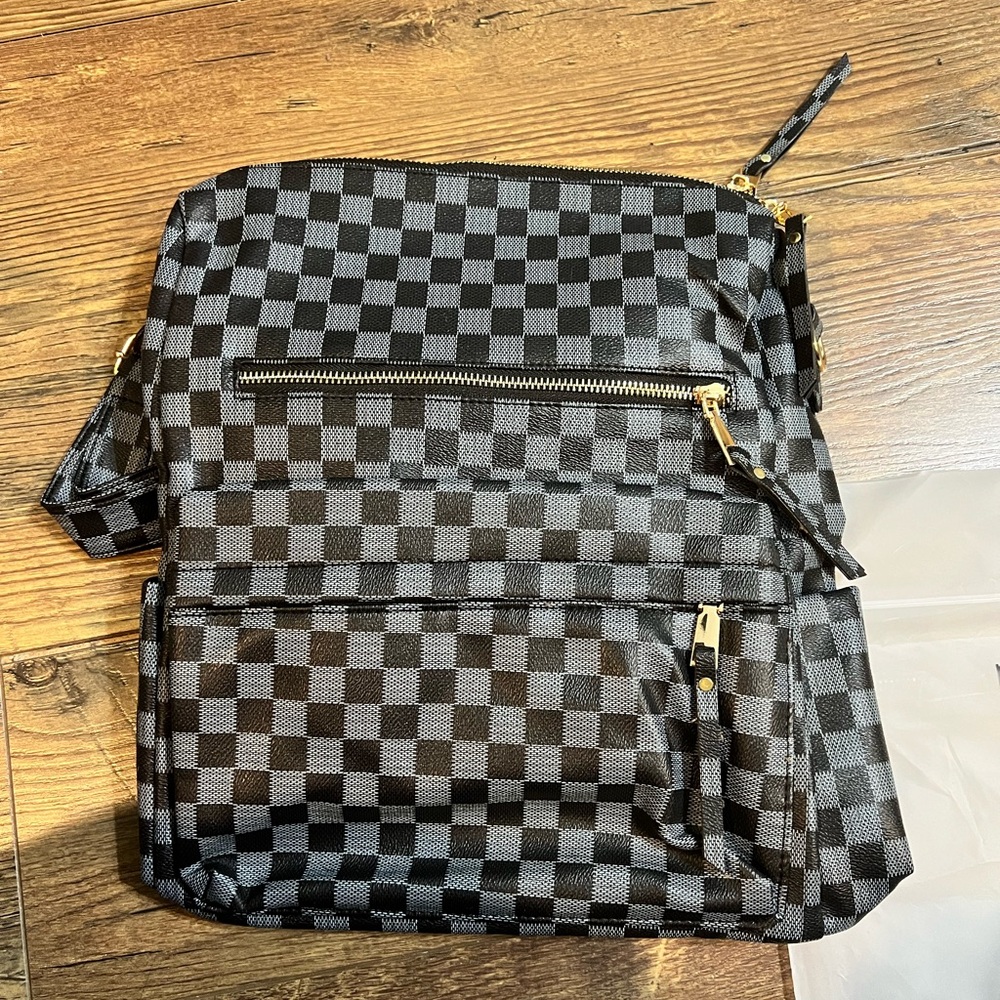 Checkered Black and Gray Men's Bag